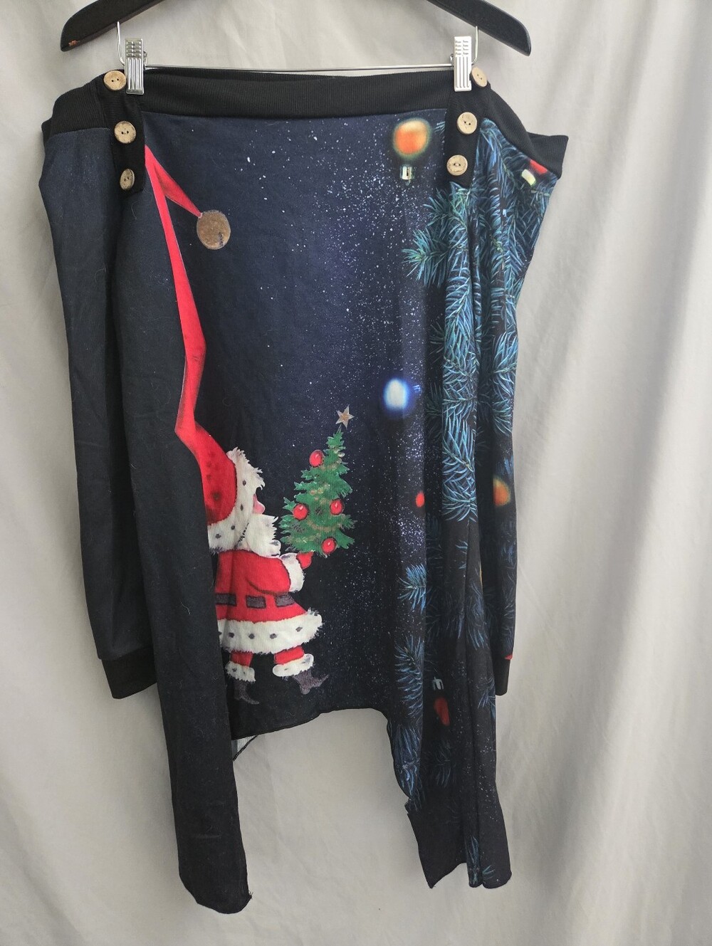 Navy Christmas Santa Print Tunic Top